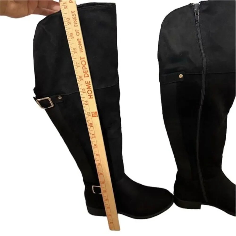 OVER THEE KNEE BLACK FAUX SUEDE‎ EQUESTRIAN BOOTS NWT